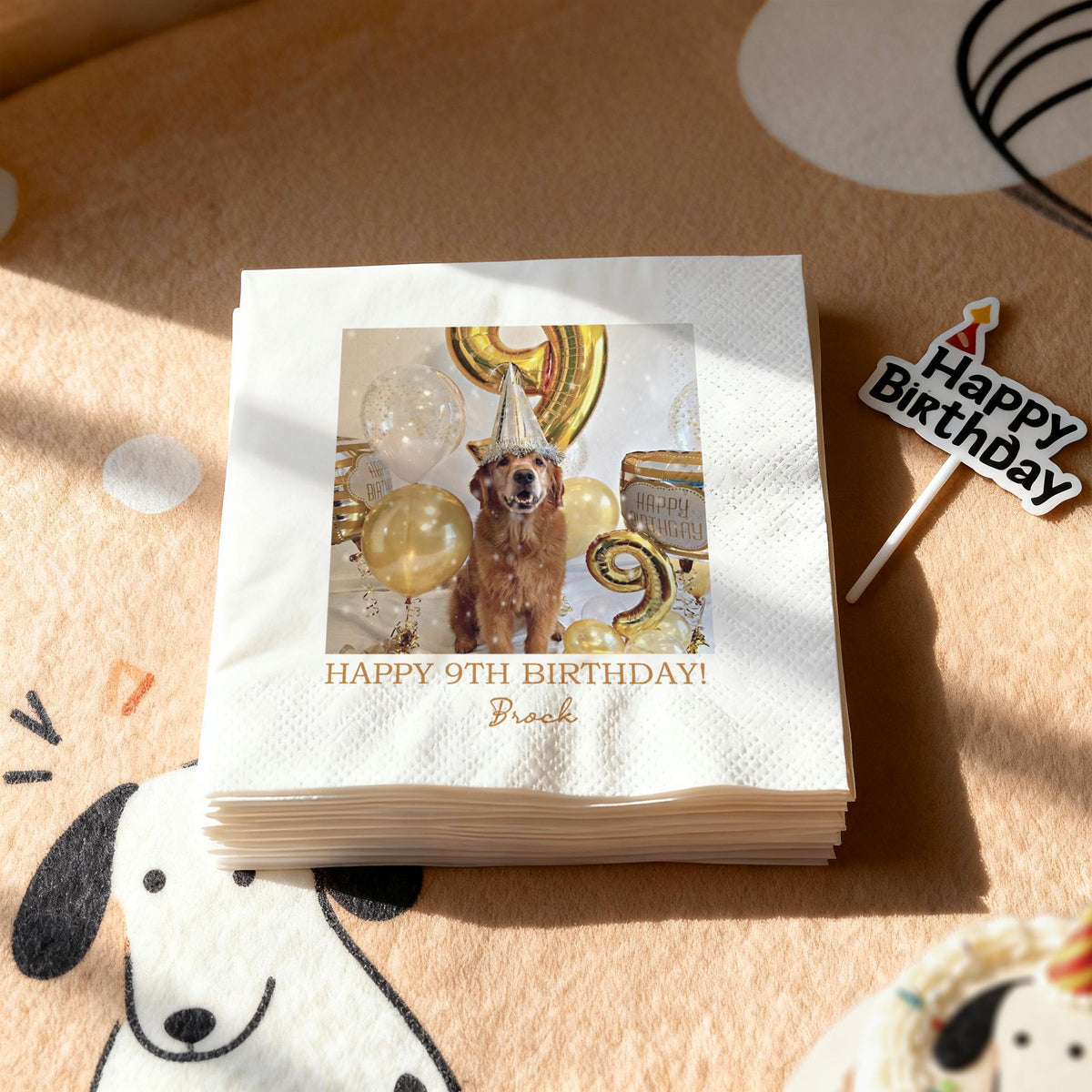 Custom Photo Napkins with Text - Personalized Cocktail Napkins for Birthday Party Decor LM32 899851