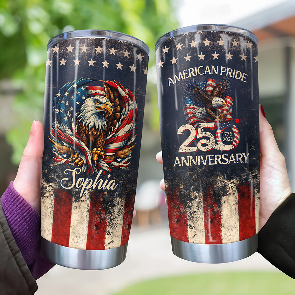 Custom Name America Pride 250th Anniversary 1776–2026 Eagle Fat Tumbler HA75 920894