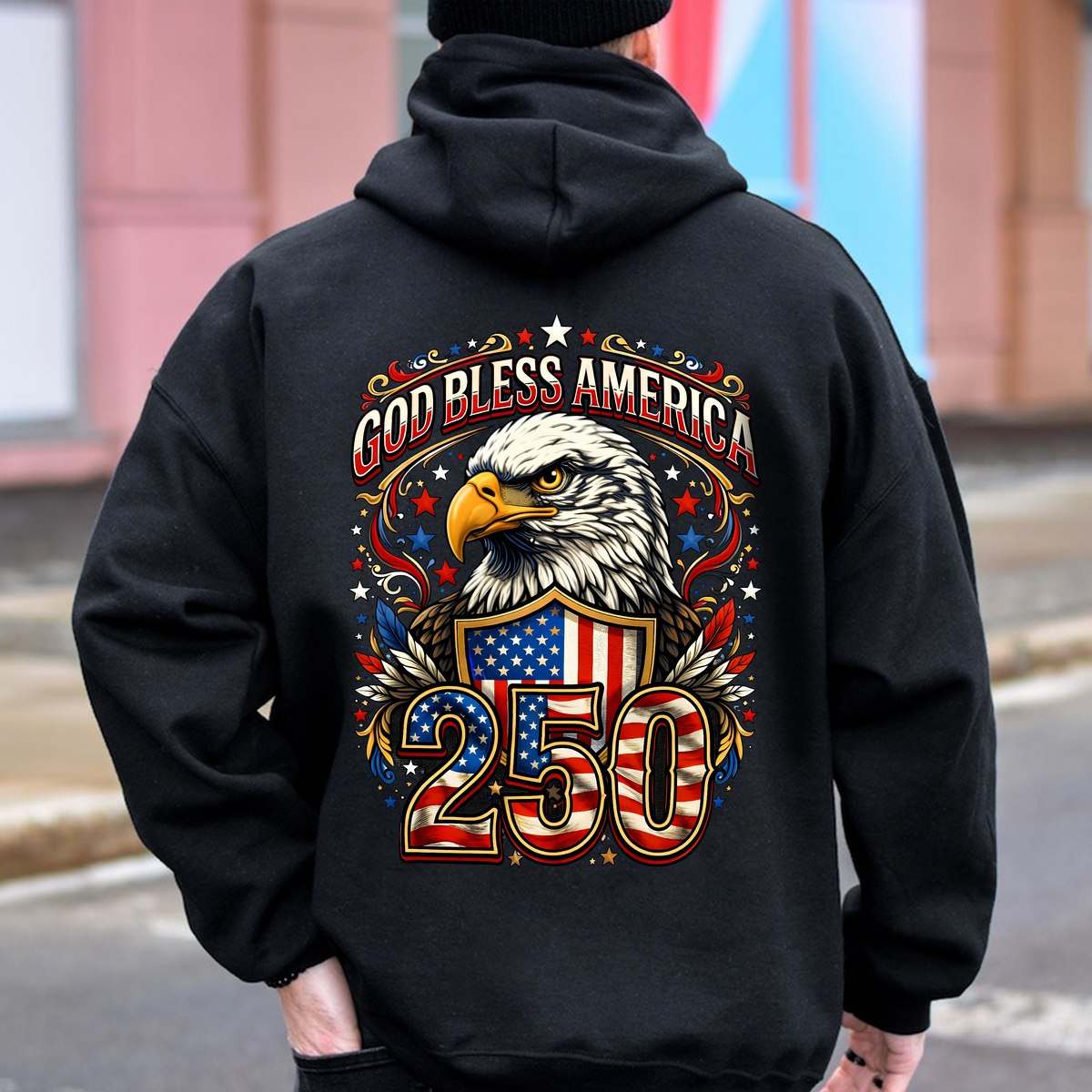 Patriotic God Bless America 250 Dark Shirt America 250th Anniversary Back Shirt CH07 910966