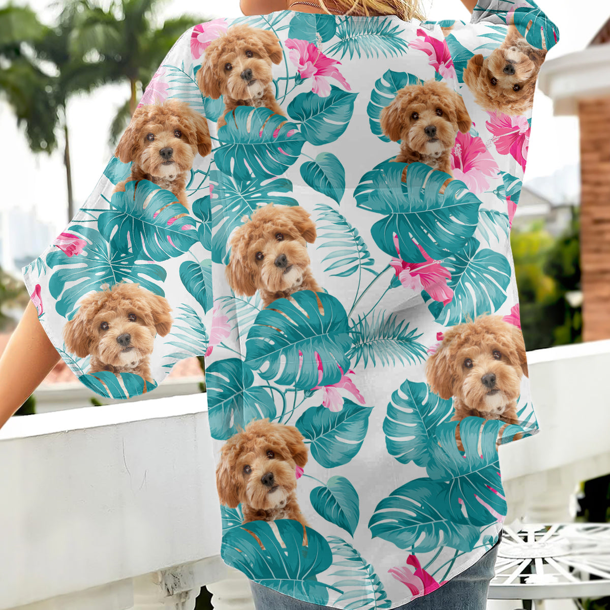 Custom Photo Tropical Leaves And Pet - Dog & Cat Personalized Kimono TH10 169513