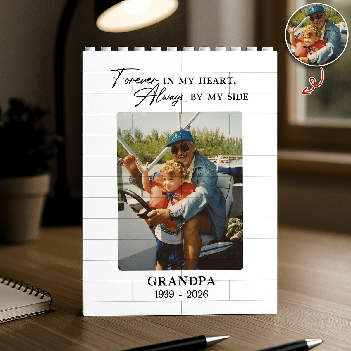 Custom Photo Forever In My Heart, Always By My Side Memorial Building Brick Block – Loss Of Dad Gift HA75 921380
