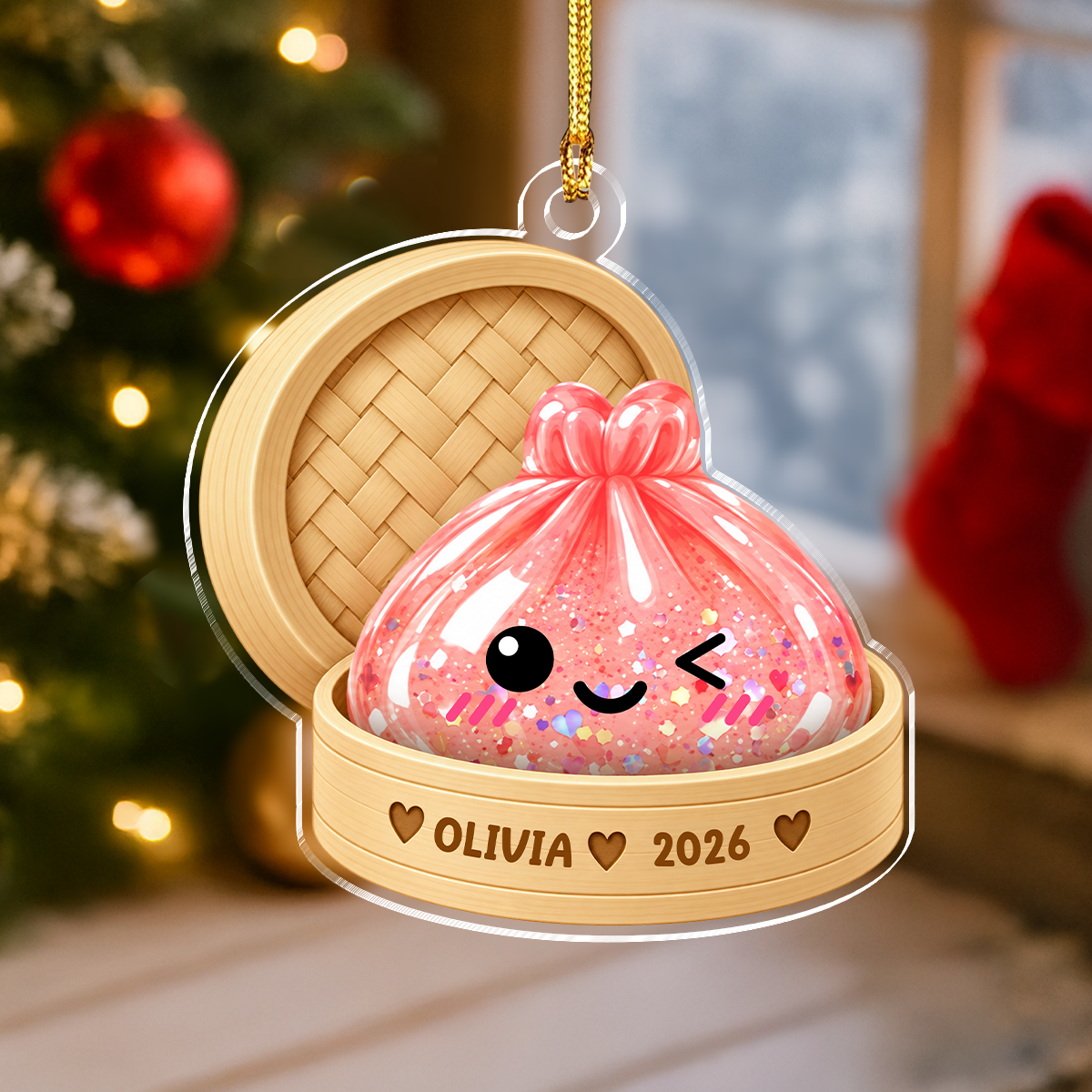 Custom Name Squishy Dumpling Acrylic Ornament, Cute Squishy Lover Gift, Year of Squishy Gift, 2026 Kids Keepsake HO82 903648