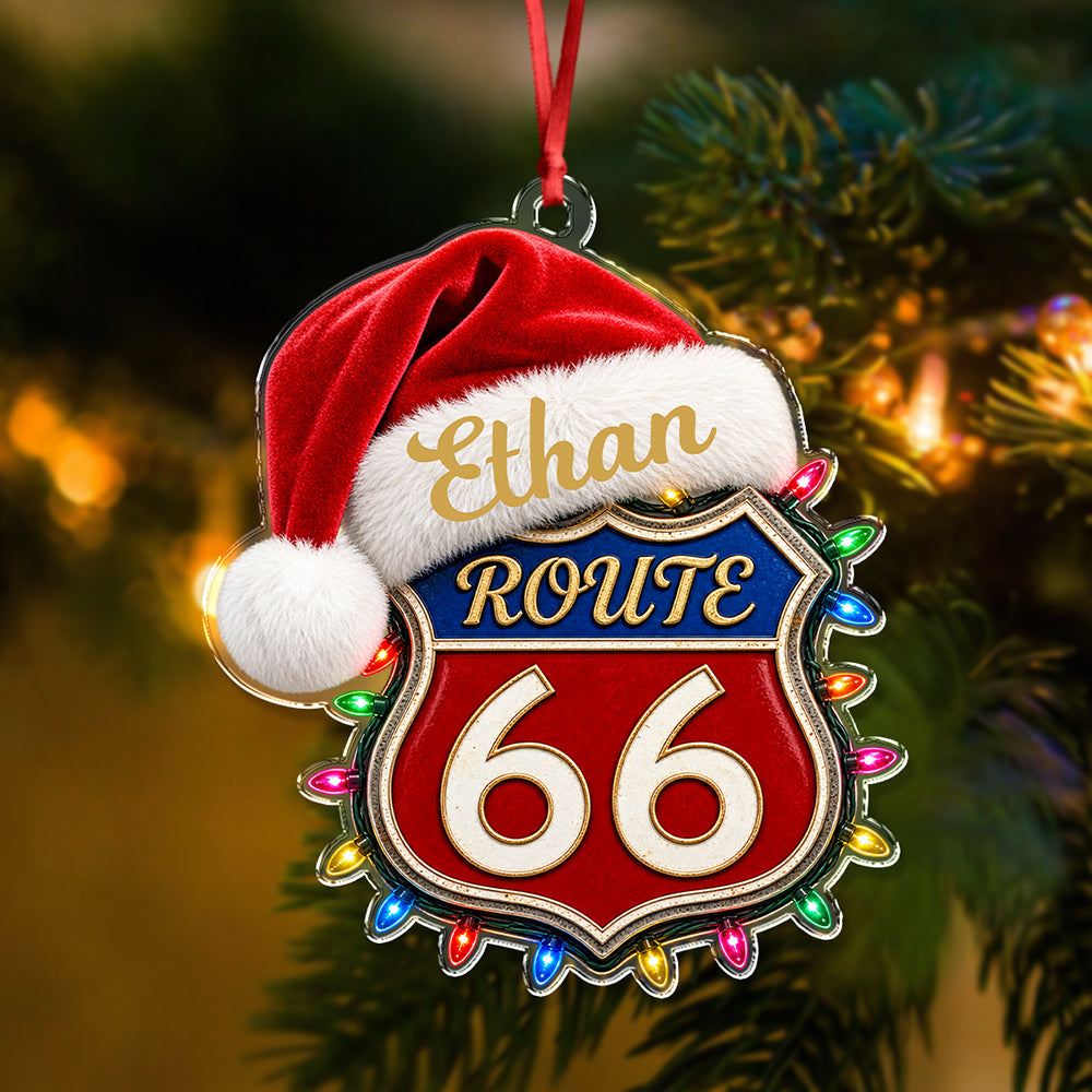 Custom Name Route 66 Acrylic Ornament, Christmas Decor For Car Lover TH10 171279