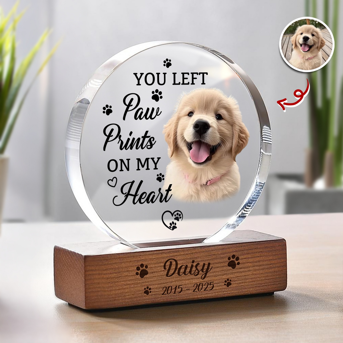 Custom Photo Memorial Once By My Side Forever In My Heart Round Acrylic Frame Block HA75 898016