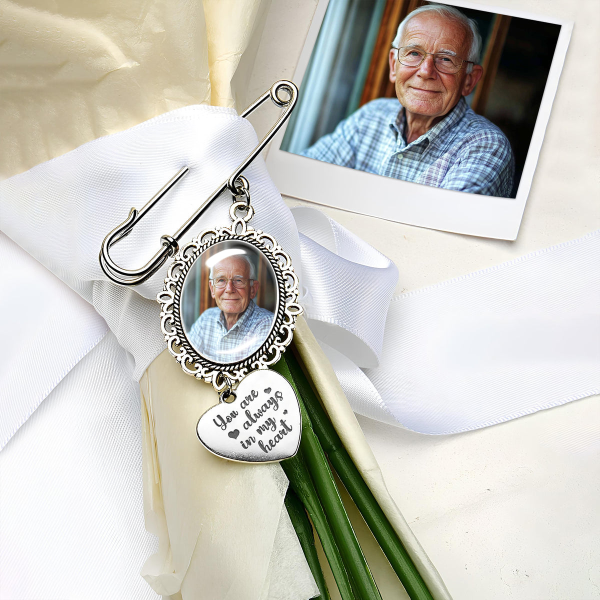 Custom Memorial Photo Charm Memory Remembrance Pin Wedding Memorial Gifts HA75 892016
