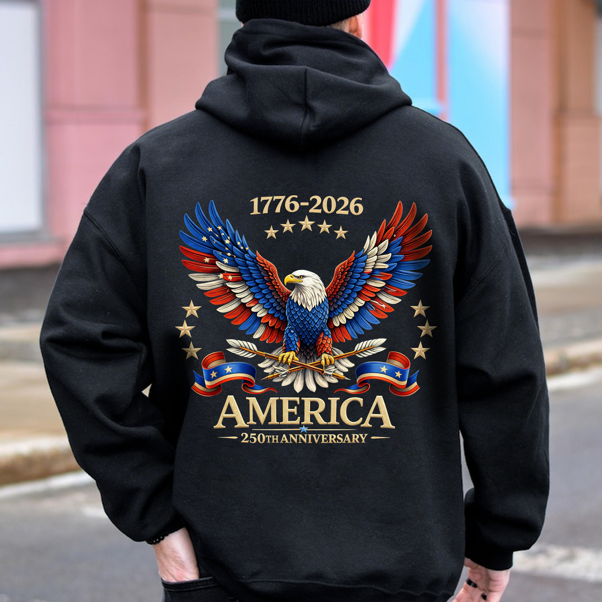 250th Anniversary America Patriotic T-Shirt, Bald Eagle American Flag Back Shirt CH07 910958