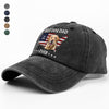 Custom Photo Best Dog Dad Ever US Flag 1776 - 2026 Washed Denim Baseball Cap HA75 921356