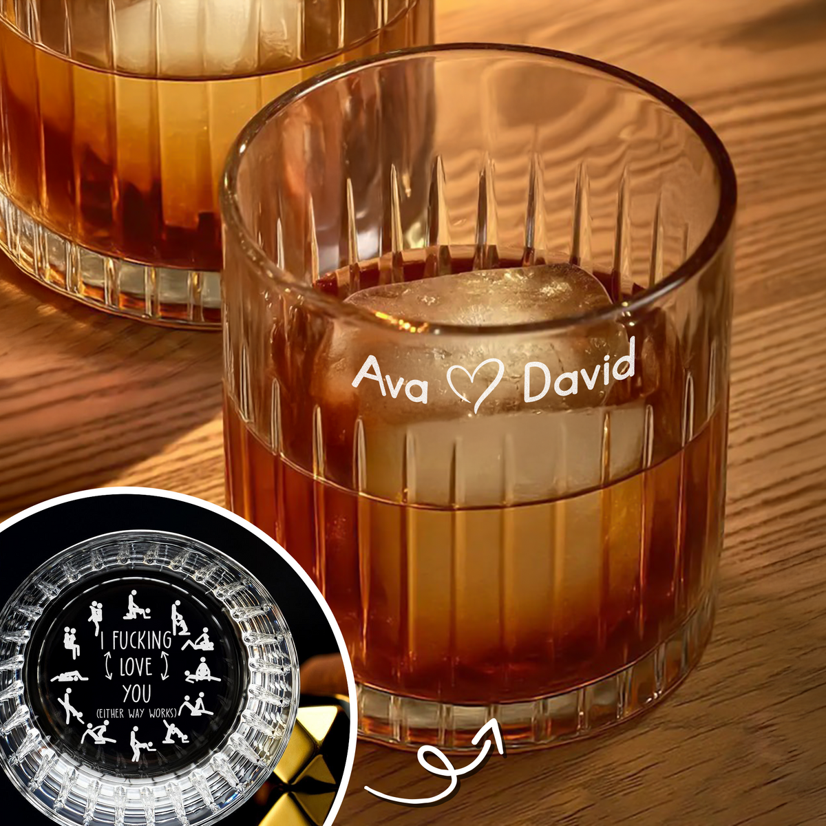 Personalized I F*cking Love You Vertical Line Whiskey Glass Naughty Valentine Gift CH07 899760