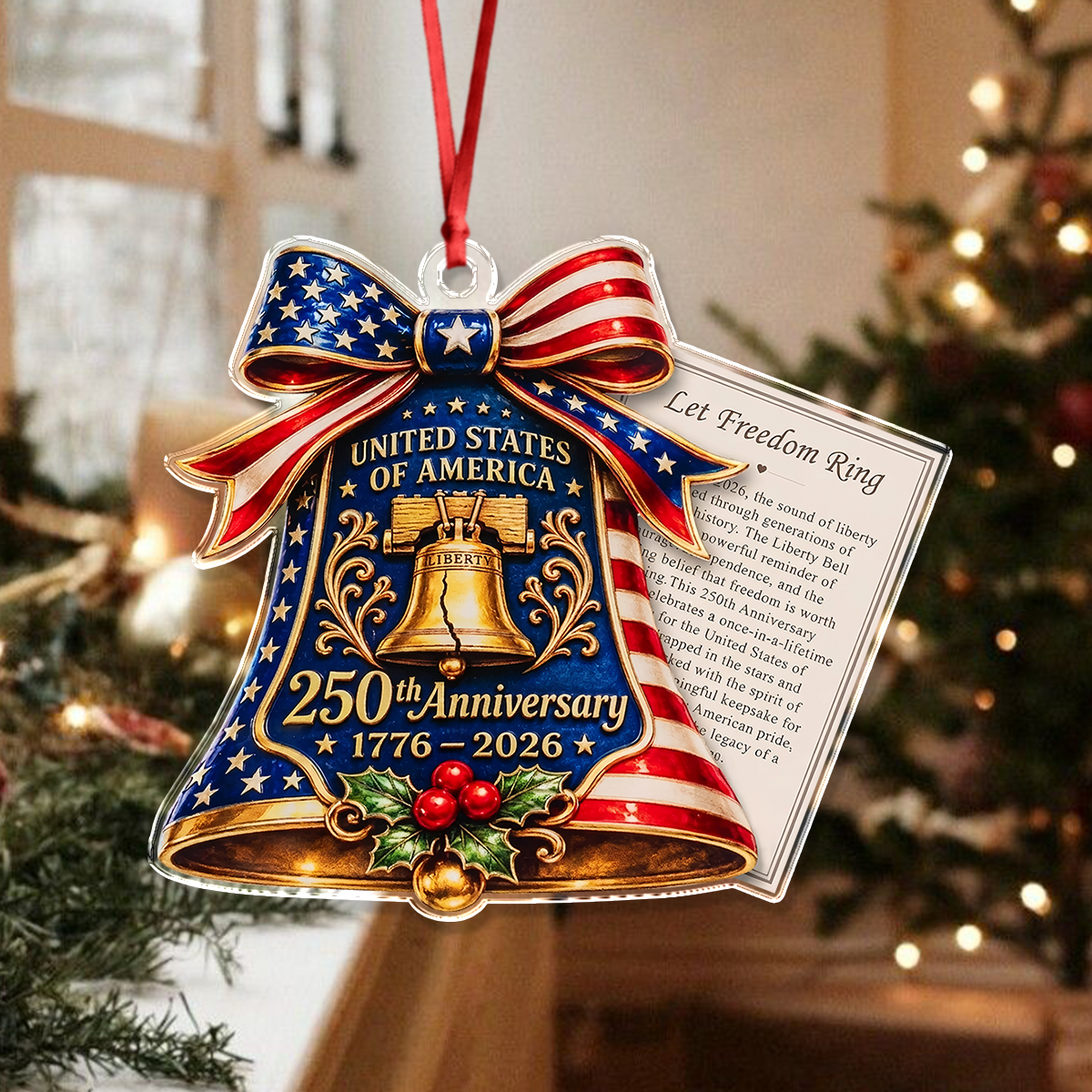 250 Anniversary USA Acrylic Ornament Christmas Tree Decor, Patriotic Keepsake Gift HA75 919436