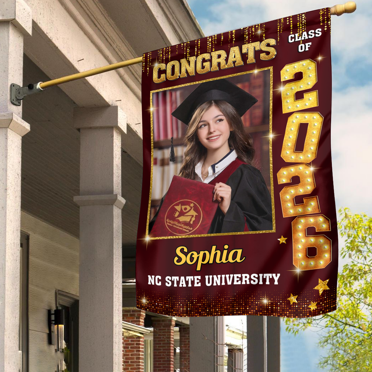 Custom Photo Congrats Class of 2026 Graduation Garden Flag CH07 910816