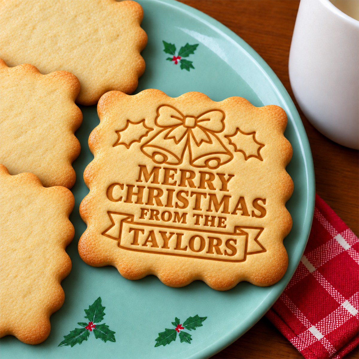 Custom Family Name Merry Christmas Cookie Cutter & Stamp CH07 181100