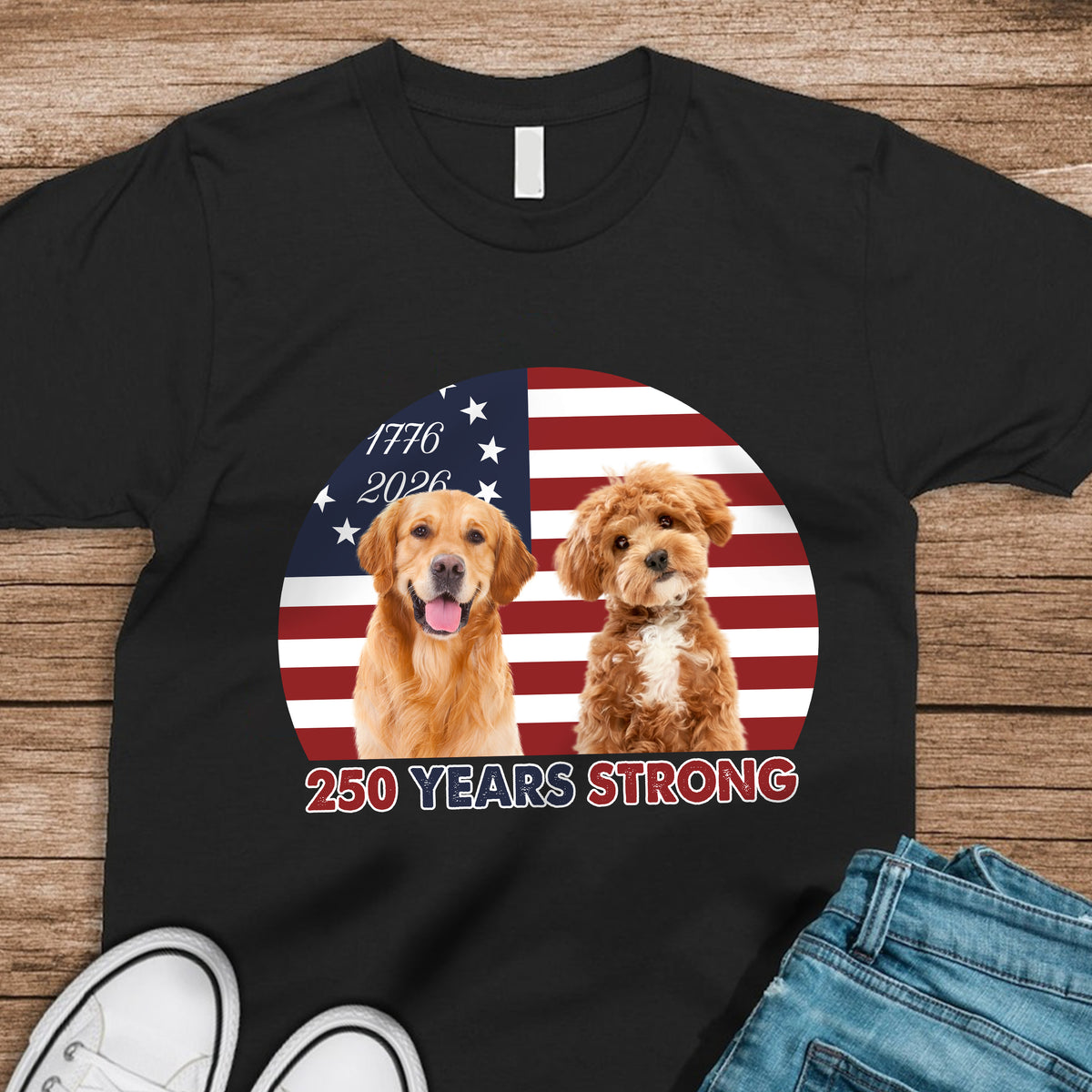 Custom Photo 250 Years Strong Dog Cat Vintage Retro Dark Shirt HO82 901282
