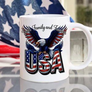 Faith, Family & Freedom America 250 Years Patriotic White Mug LM32 897359