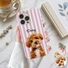 Custom Dog Photo Striped Phone Case – Personalized Gift for Dog Lovers TH10 170395