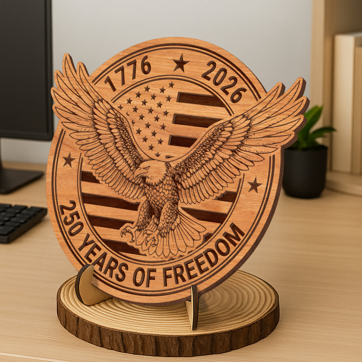 USA 250th Anniversary 1776-2026 Wooden Plaque With Stand HO82 901812
