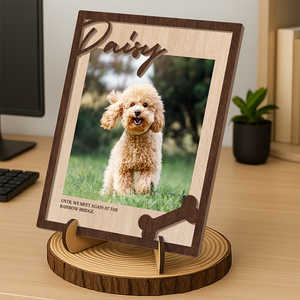 Custom Photo Forever In My Heart 2-Layered Wooden Plaque With Stand Memorial TH10 894231