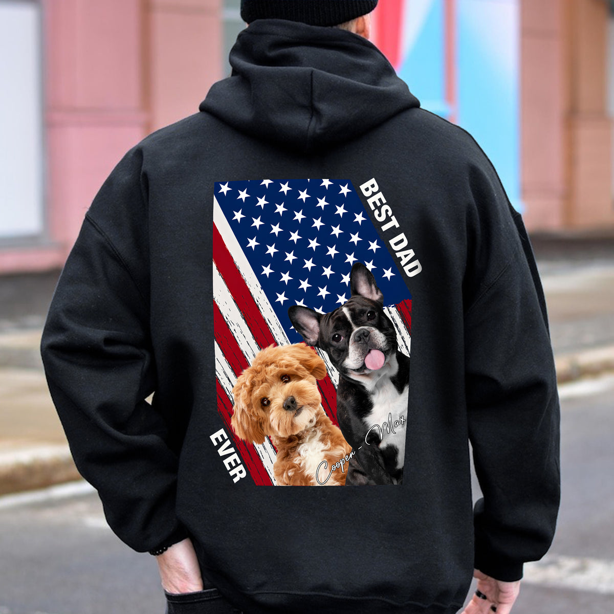 Custom Dog Photo Best Dad Ever America Flag Back Shirt For Dad TH10 169739