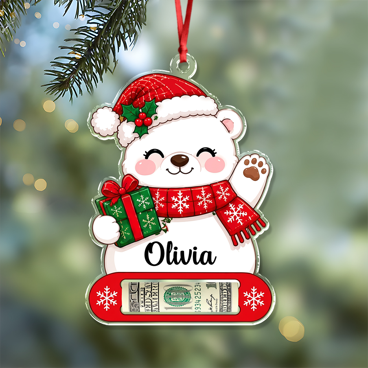 Custom Name Christmas Acrylic Money Holder Ornament Holiday Gift for Kids CH07 180854
