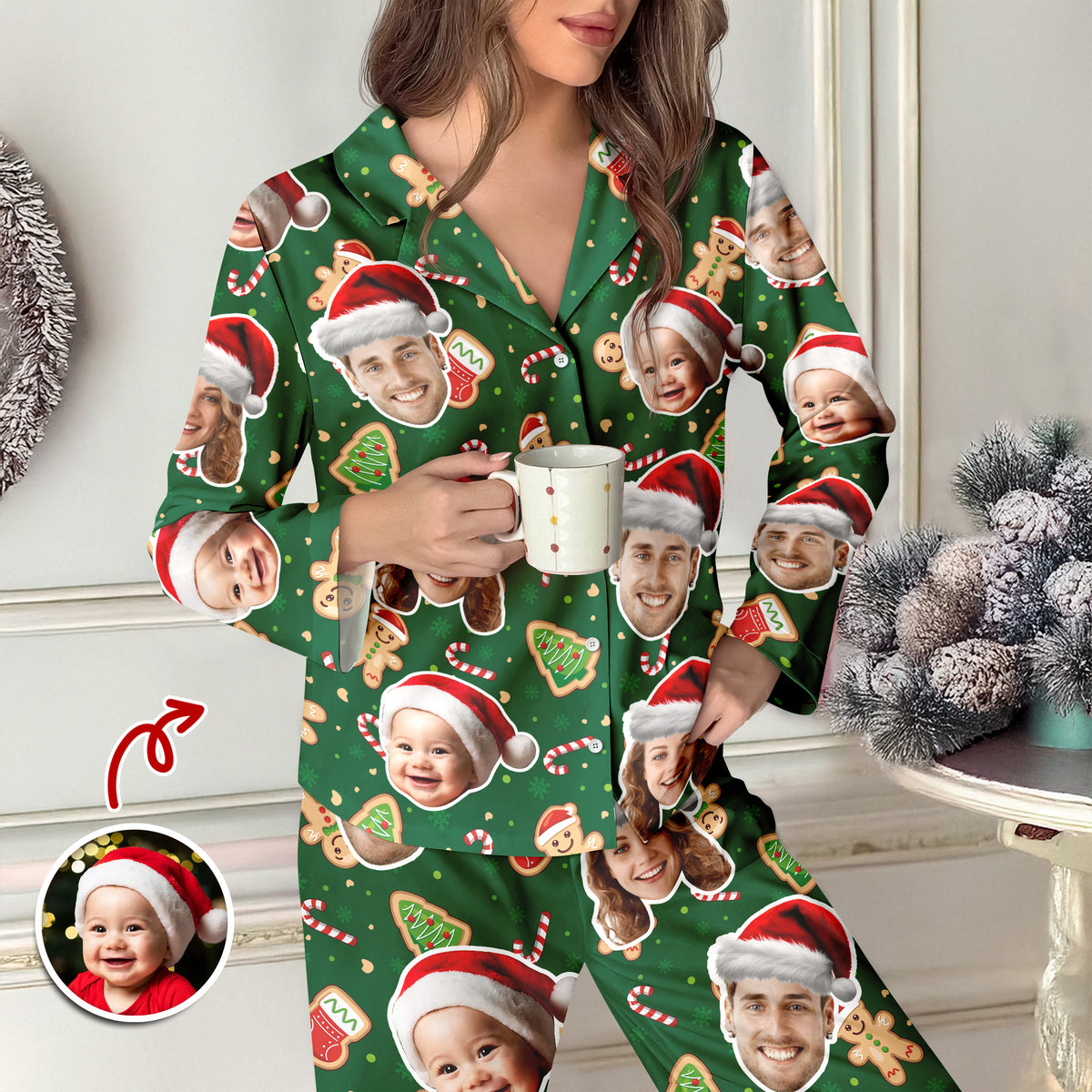 Custom Funny Family Face With Christmas Pattern Pajamas HA75 892792