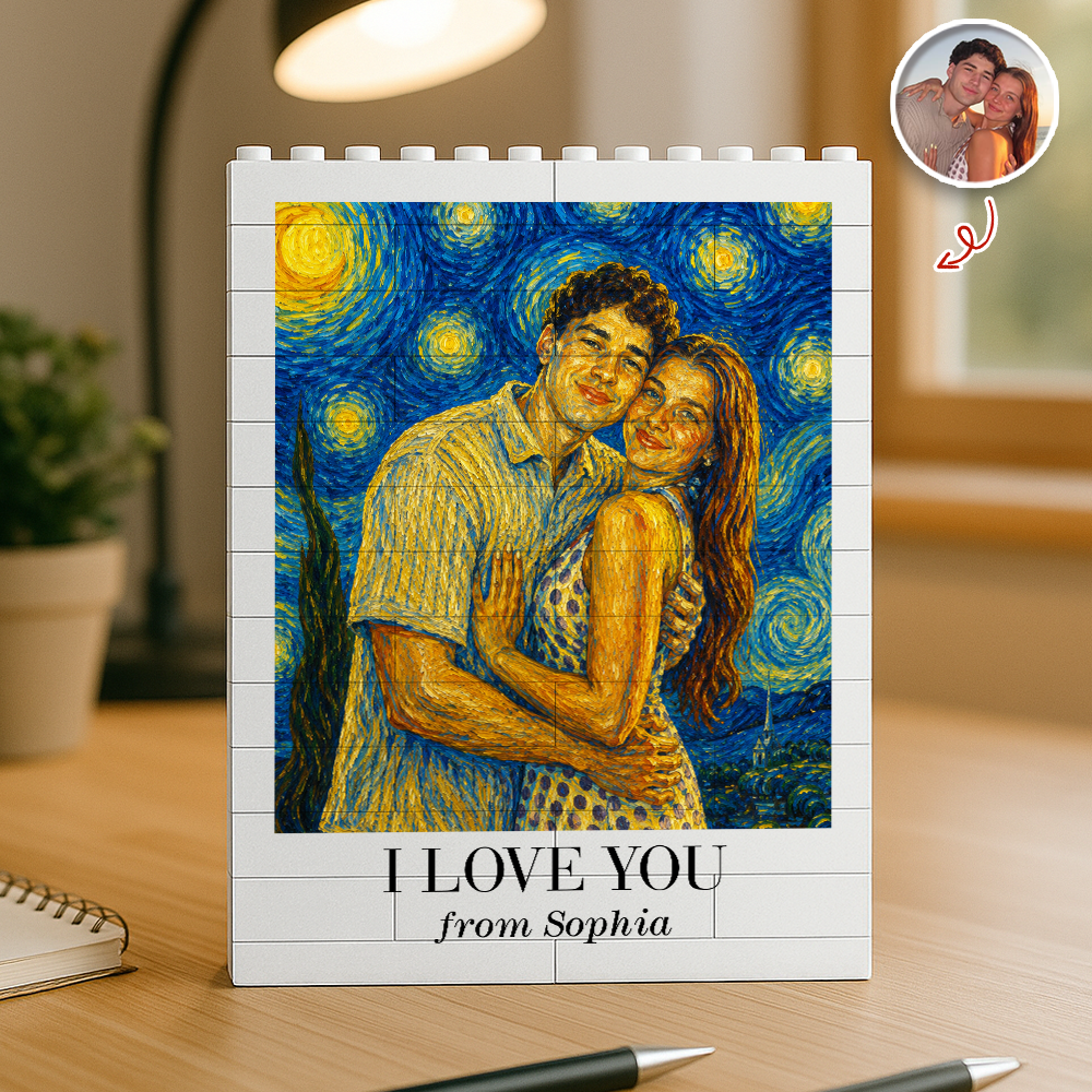 Custom Photo I Love You Van Gogh Art Anniversary Gifts Building Brick Block TH10 170273
