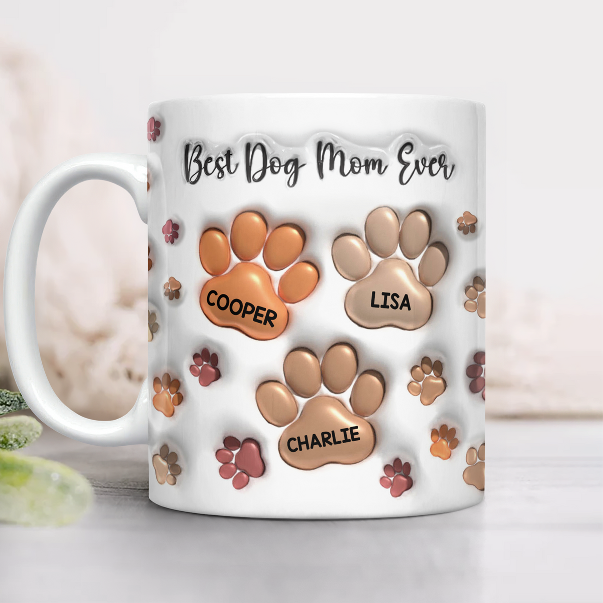 Best Dog Dad, Dog Mom Ever Personalized 3D Inflated Effect Mug For Dog Lover TH10 894723
