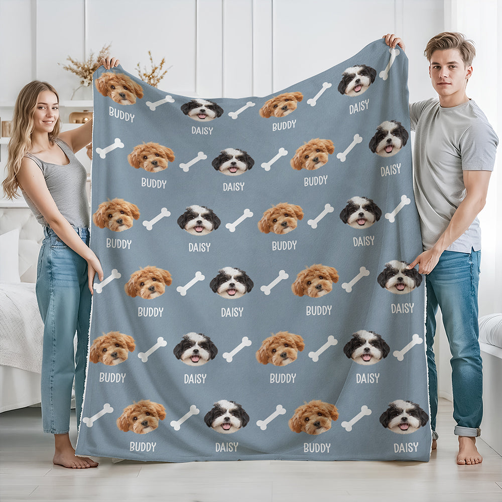 Custom Pet Photo Cute Pattern Blanket - Personalized Gift for Dog & Cat Lovers HO82 902944