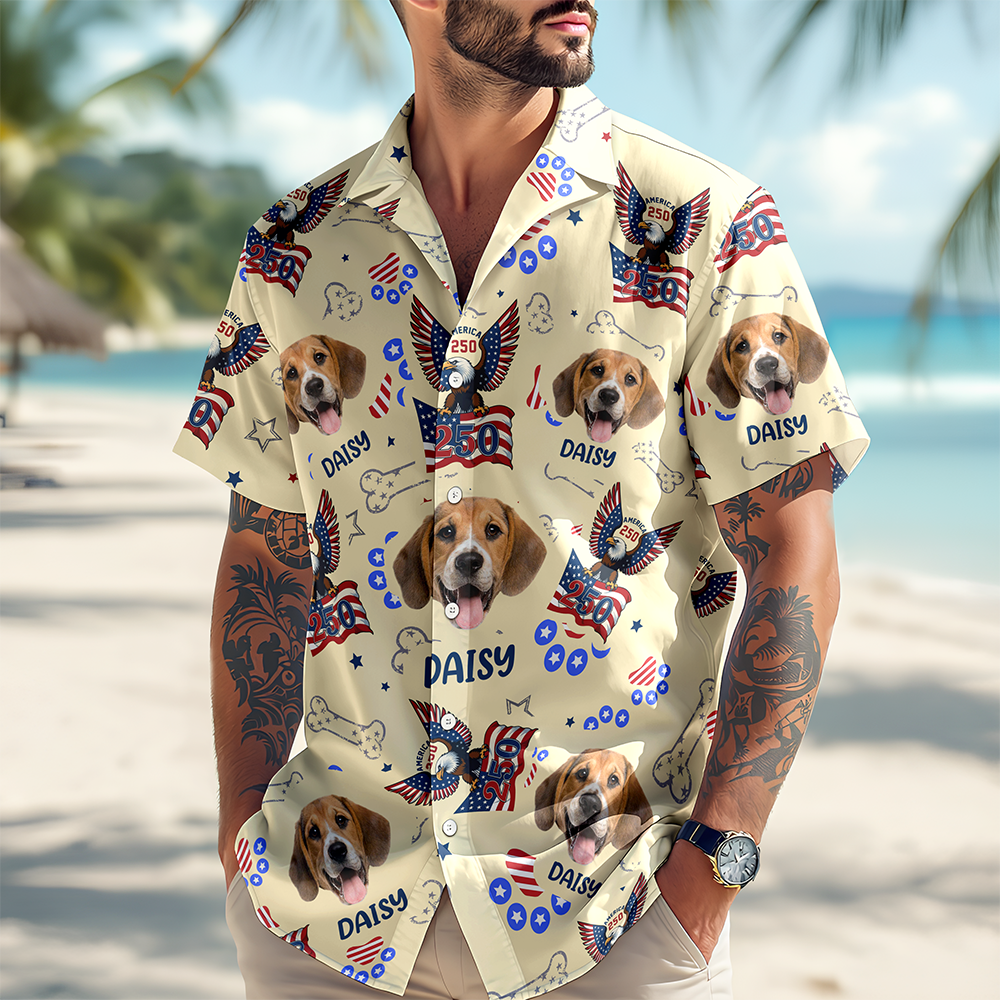 Custom Pet Photo Patriotic America 250th Eagle Hawaii Shirt LM32 899709