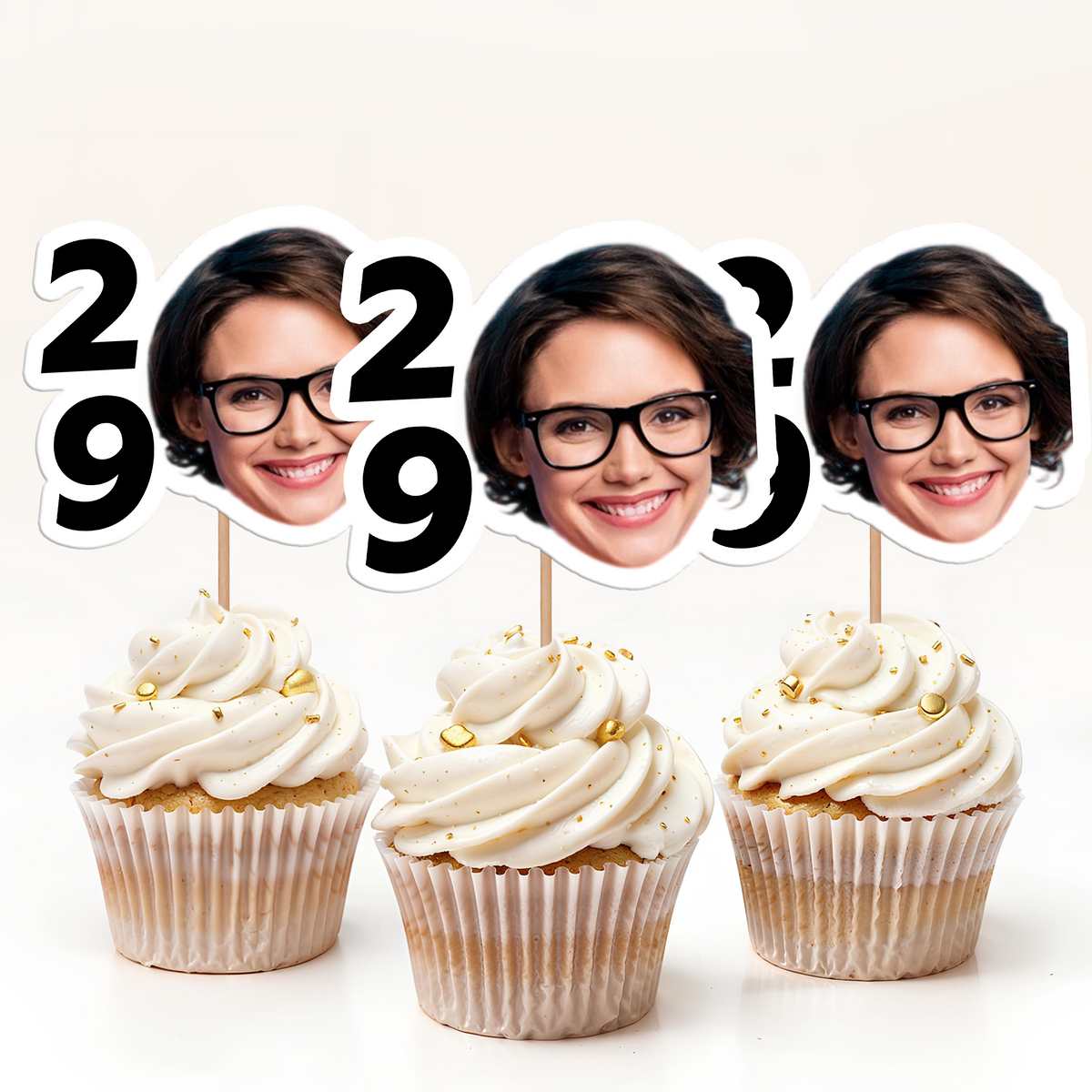 Custom Face Photo And Age For Birthday Party Cupcake Toppers TH10 892593