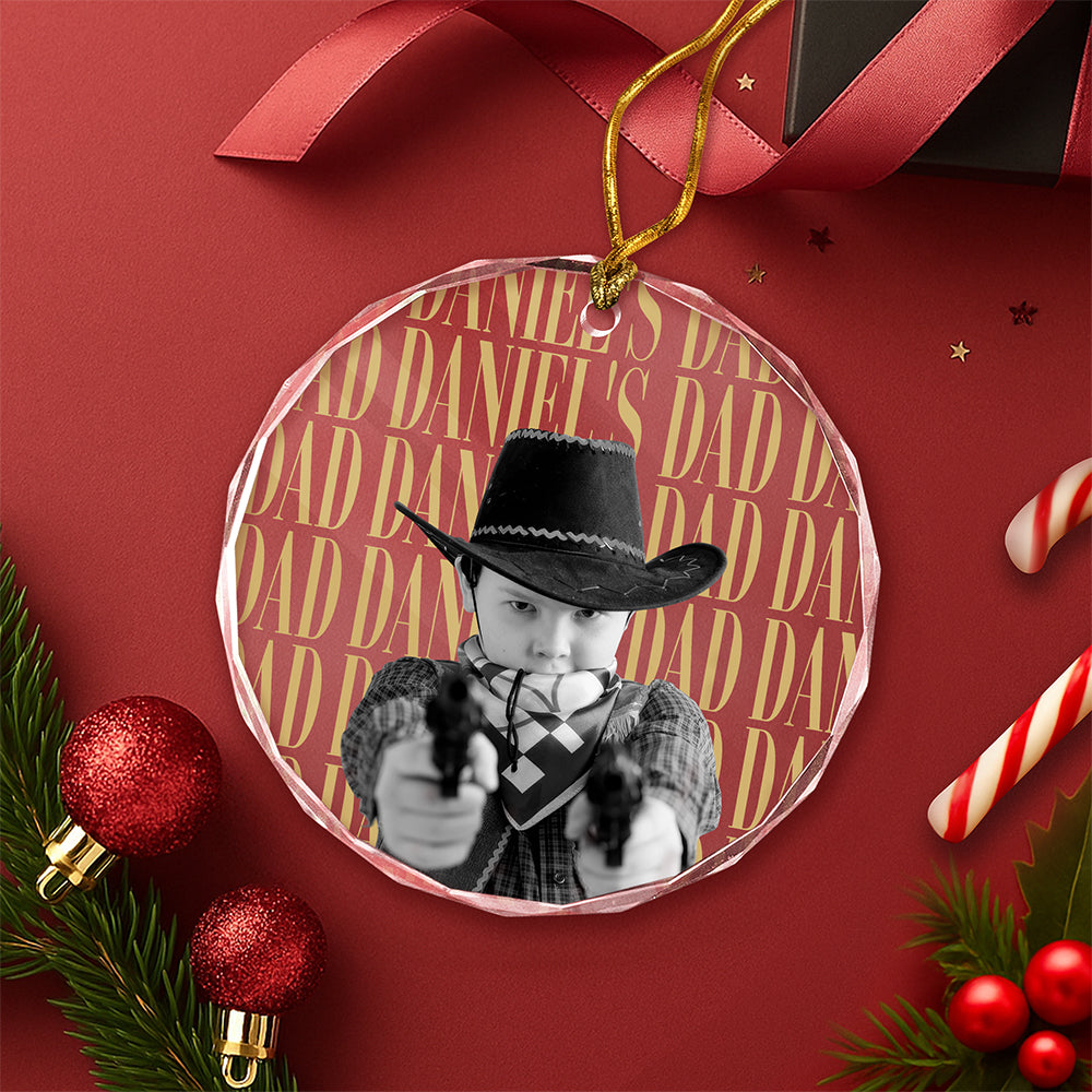 Personalized Vintage Photo Dad, Mom Glass Ornament CH07 180364