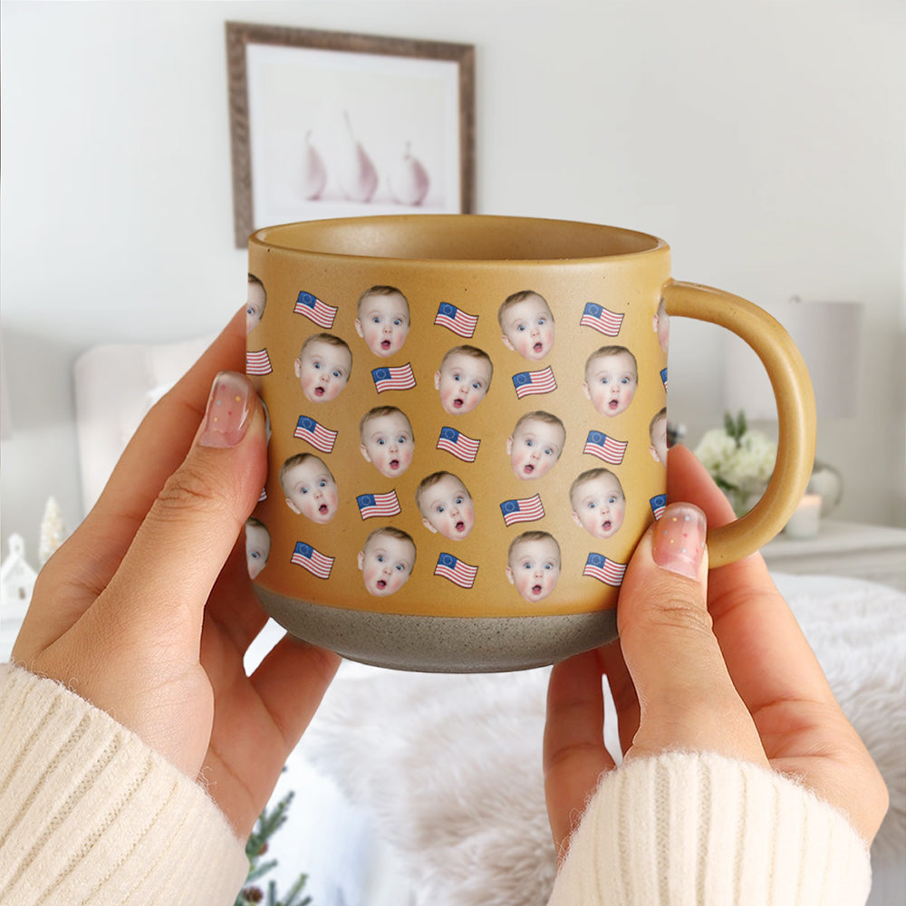 Custom Funny Face Photo with Icon USA Pottery Mug – Personalized Funny Gift HA75 920412