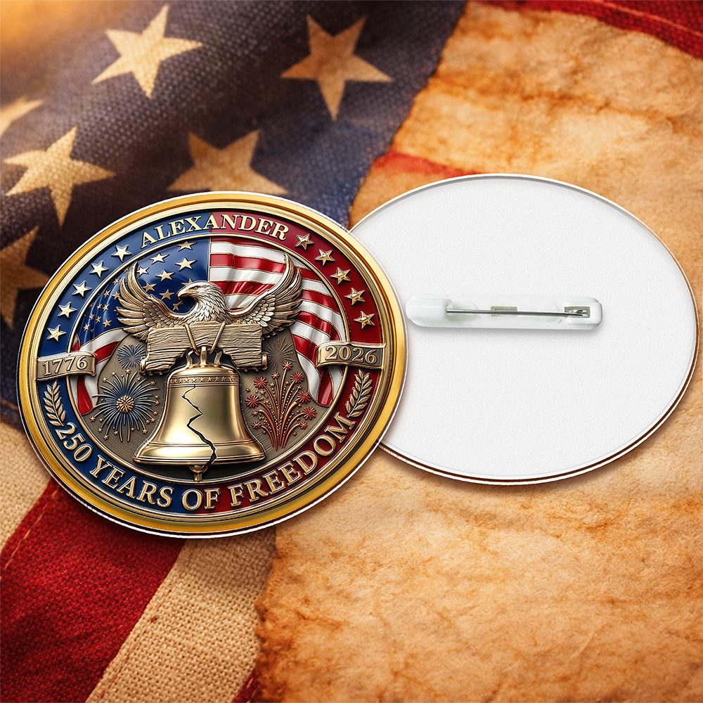 Custom Name American 250 Years Of Freedom Anniversary 1776-2026 Eagle Lapel Pin LM32 899567