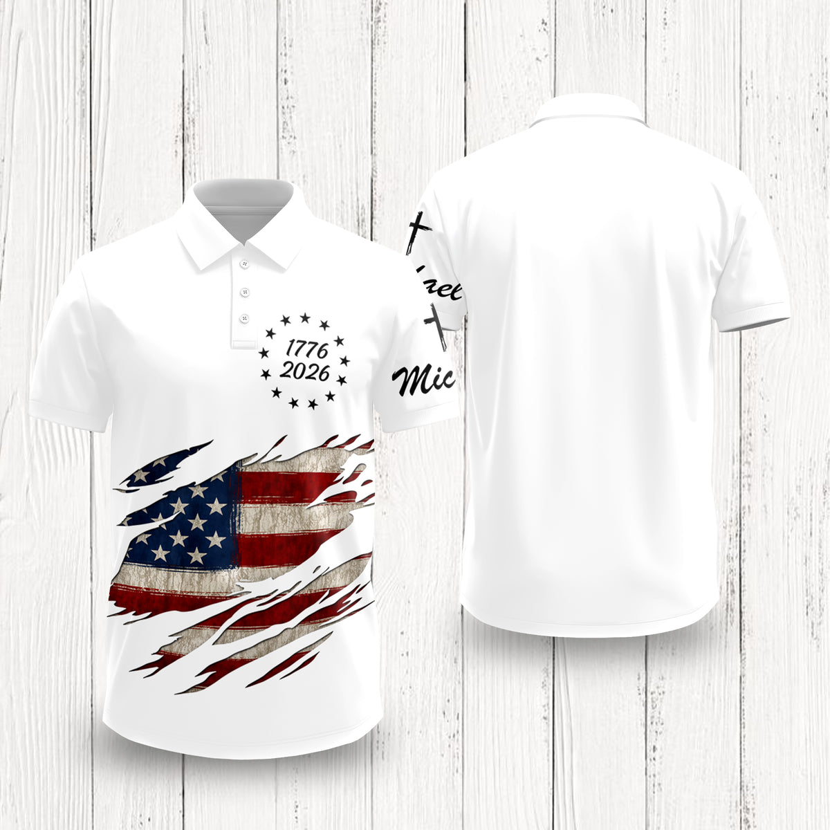 Custom Name American Flag 1776 - 2026 Personalized Polo Shirt HA75 920788
