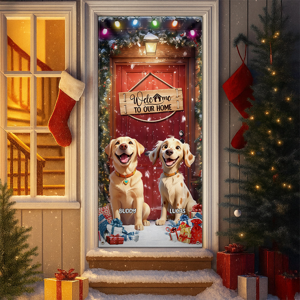 Custom Cute 3D Dog Welcome To Our Home Christmas Decoration Door Cover HA75 898086
