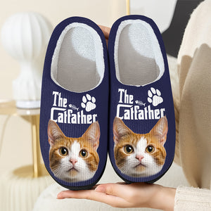 Custom Puppy Photo The Dog Father with Pawprints Design Slippers LM32 897277