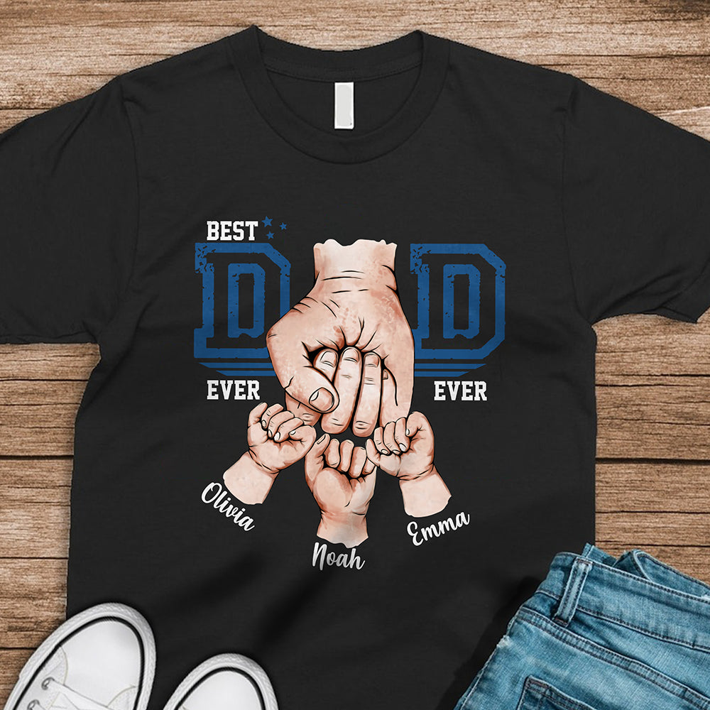 Custom Name Best Dad Ever Fist Bump Dark Shirt - Personalized Father's Day Gift for Dad LM32 899617
