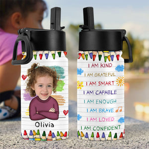Personalized Back To School I Am Kind Kids Water Bottle With Straw TH10 894187