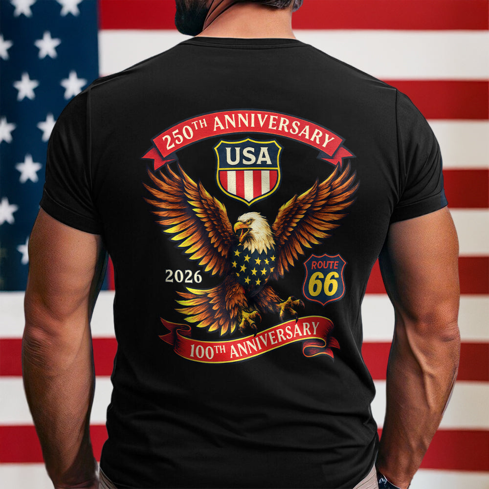 Celebrate America 250 & Honoring 100 Years of Route 66 Back Shirt CH07 910508