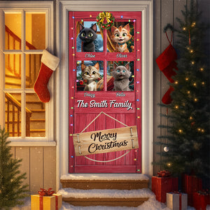 Custom Cute 3D Cat Meowy Christmas Decoration Door Cover For Cat Lovers LM32 897137