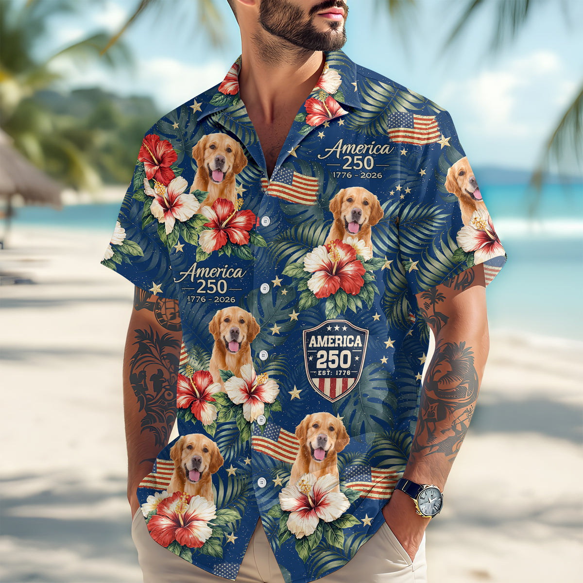 Custom Dog Photo America 250 Years Hawaii Shirt TH10 898581
