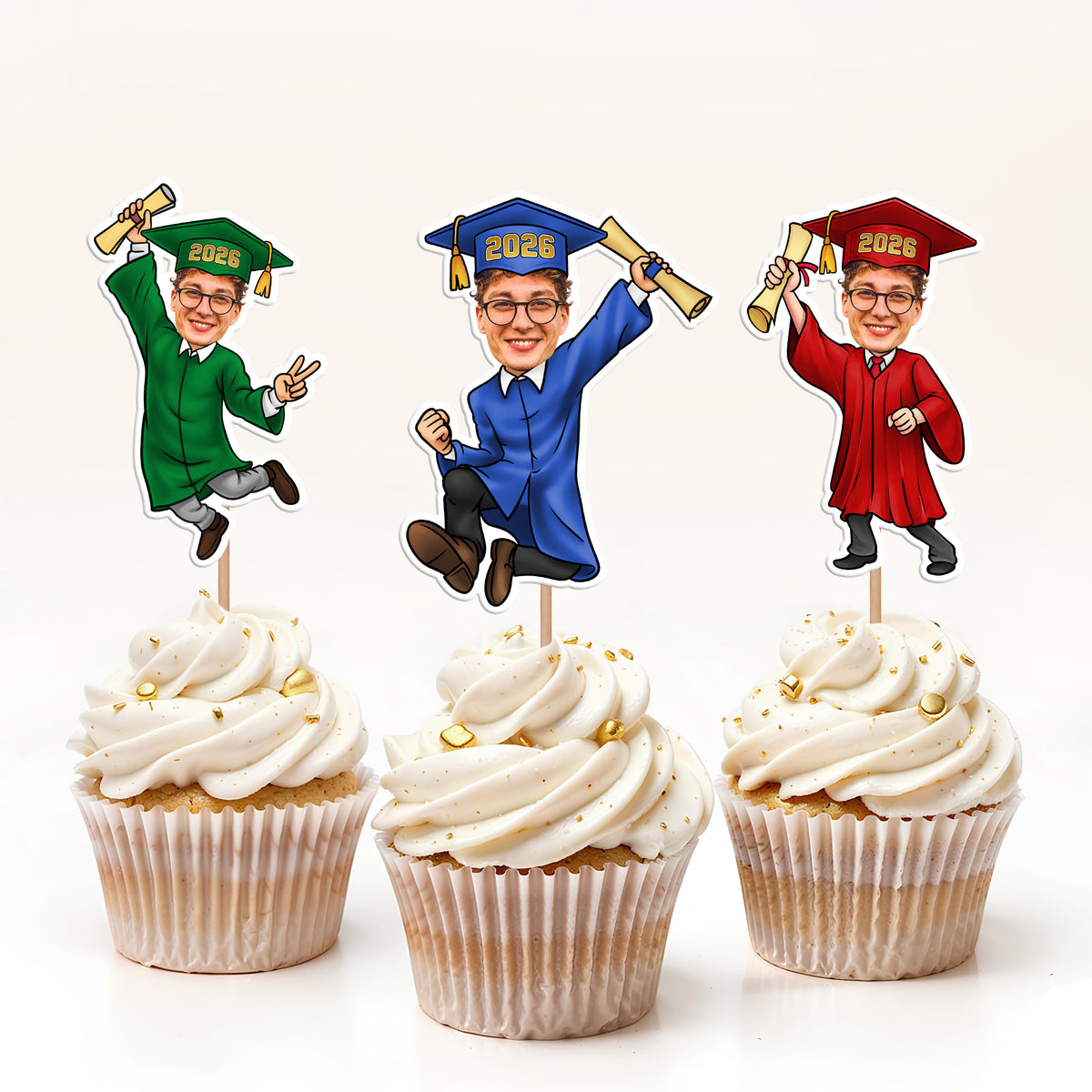 Custom Funny Face Class of 2026 Cupcake Toppers for Graduation Party HO82 901348