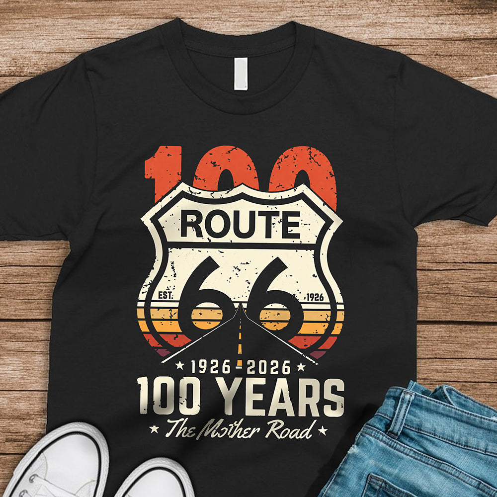 Route 66 1926–2026 100 Years The Mother Road, Classic Road Trip Dark Shirt LM32 670237