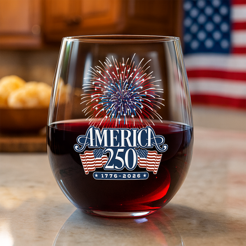 America 250 Firework Wine Glass TH10 894645