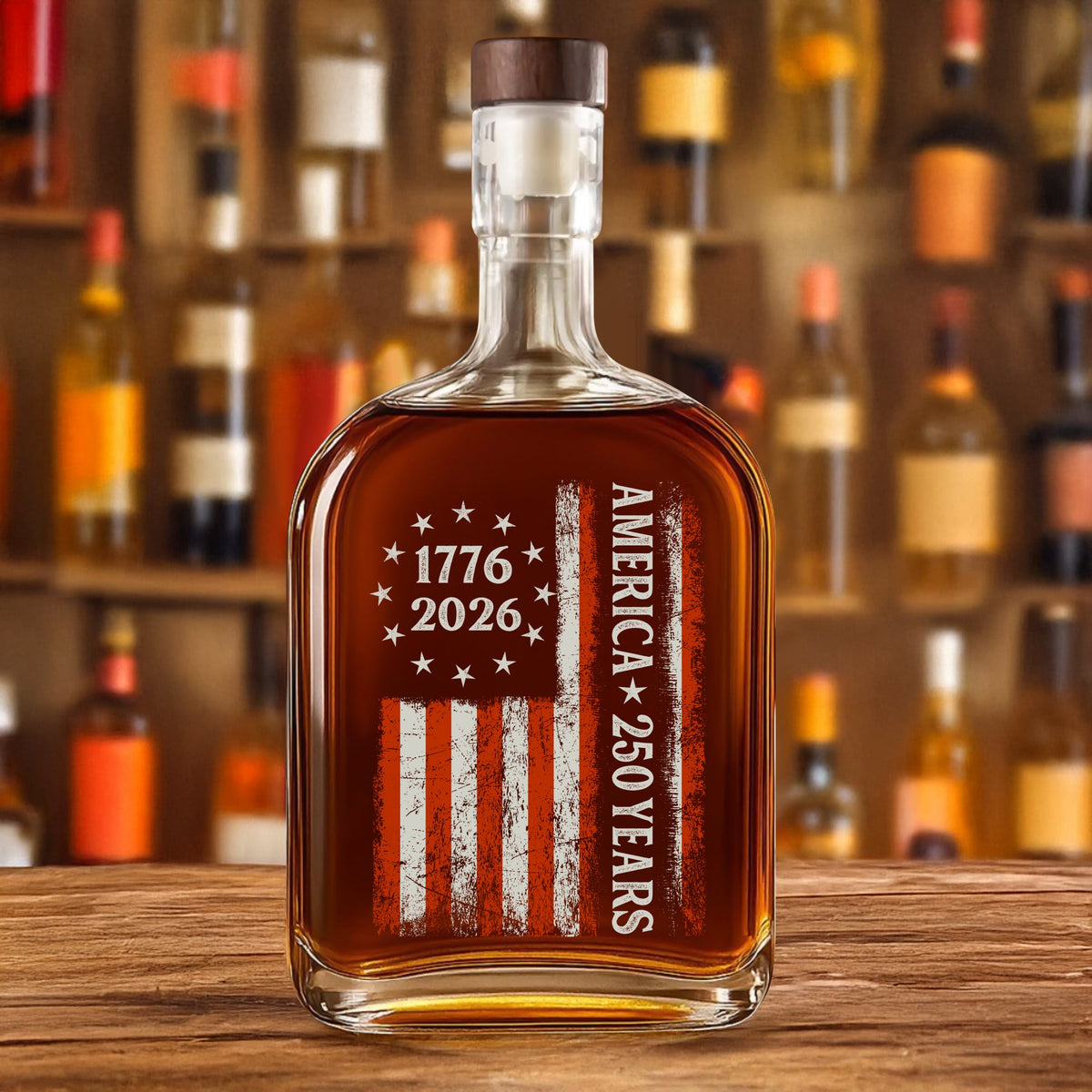 250 Years America Flag 250th Birthday 1776-2026 Whiskey Bottle HO82 894780