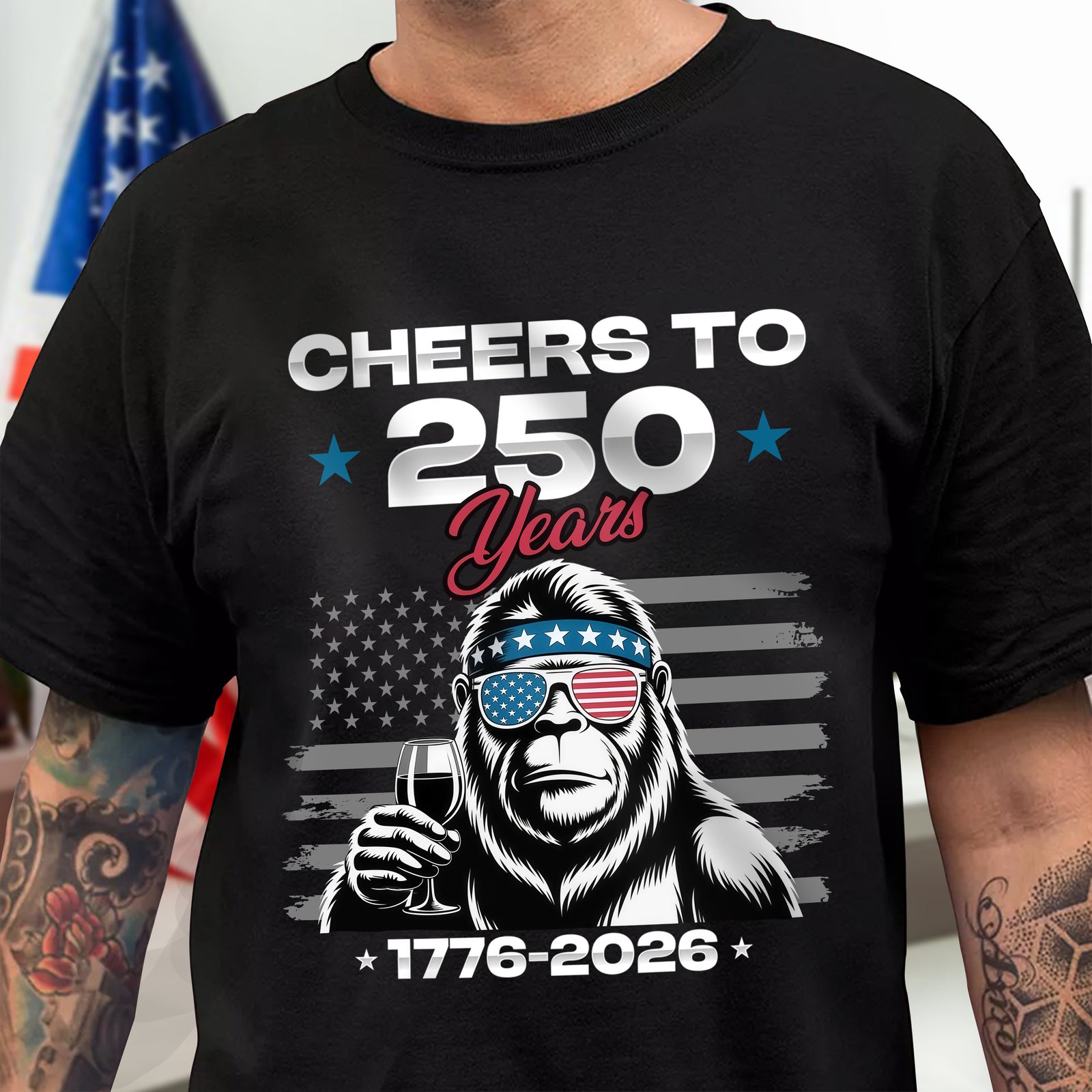 Custom Dog Photo With Big Foot Cheer To 250 Years Of Freedom Patriot Dark Shirt LM32 895273