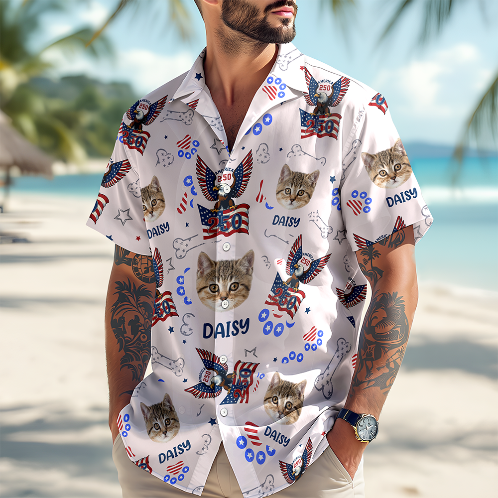 Custom Pet Photo Patriotic America 250th Eagle Hawaii Shirt LM32 899709