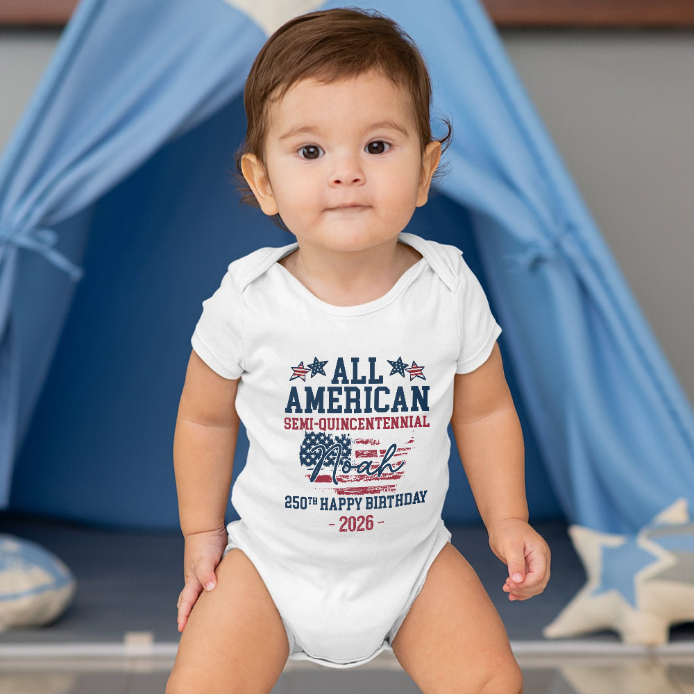 Custom Name All American Semiquincentennial 250th Birthday Baby Onesie LM32 899491