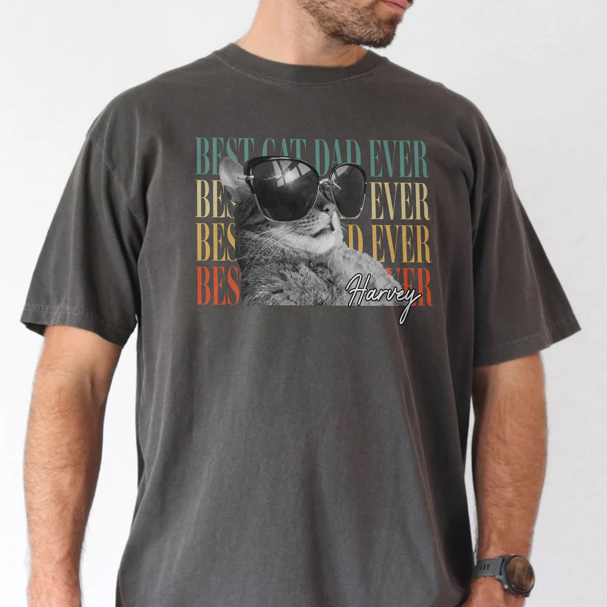 Personalized Vintage Photo Best Cat Dad Ever Retro Comfort Shirt HO82 902496