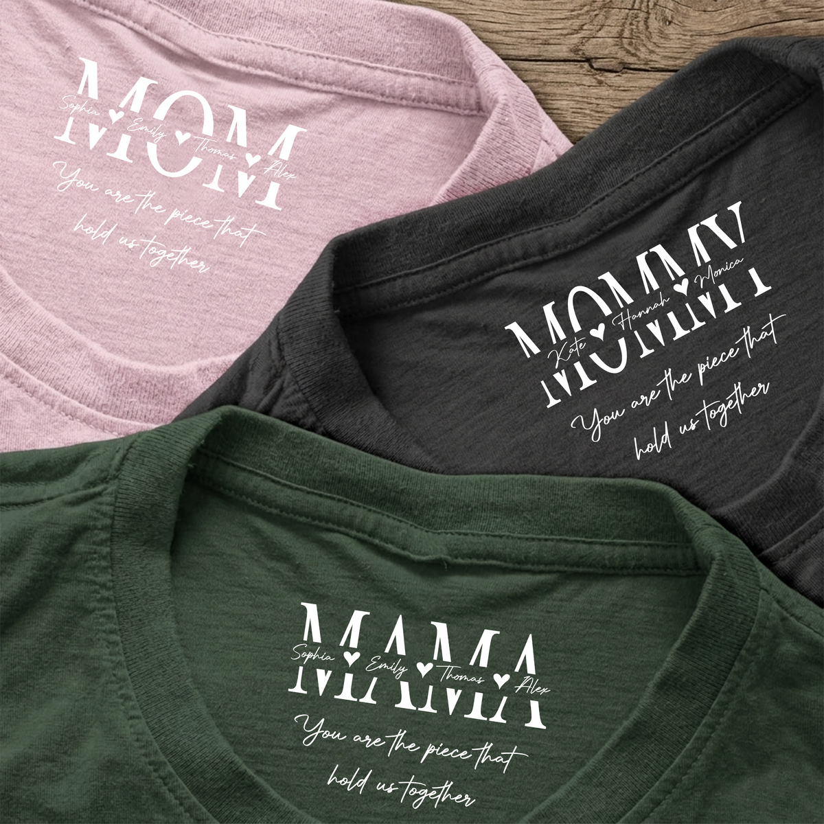 Mom, You Are The Piece That Hold Us Together Custom Kid Name  Neck Print Shirt CH07 910932