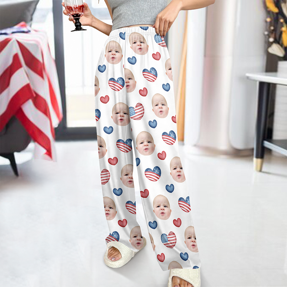 Custom Photo America Coquette Bows Pajamas Set Gift For Independence Day CH07 896100