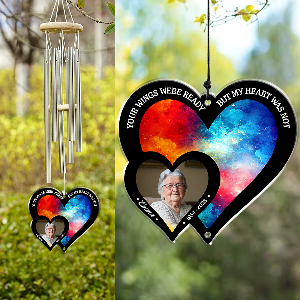 Custom Photo Hear The Wind And Think Of Me Personalized Wind Chime, Memorial Gift CH07 896050
